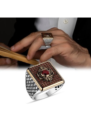 Mem Güney Silver Kırmızı Mikro Zirkon Taşlı 925 Ayar Gümüş Yüzük