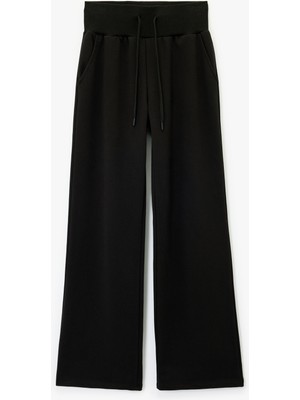 Koton Rahat Kalıp Yüksek Bel Bağcıklı Cep Detaylı Geniş Paça Eşofman Altı