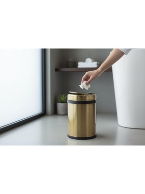 Antik Gold Döner Kapaklı Çöp Kovası Pratik Kapak Eskitme Gold Kova