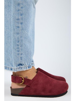 Manijero Antonella Kadın Deri Hakiki Deri Arkadan Kemerli Sabo Bordo Sandalet