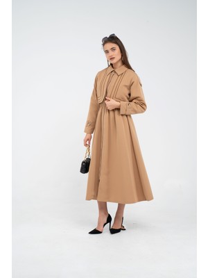 SASILVA Fermuarlı Tasarım Detaylı Bel Lastikli Midi Kadın Elbise 1728