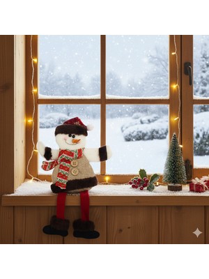 Dodomar 30 cm Büyük Peluş Kabartma Kardan Adam Figürü – Yılbaşı Dekoratif Süs Modeli