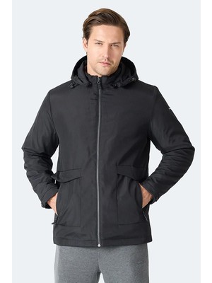 Slazenger Gravel Erkek Kapüşonlu Siyah Mont & Kaban