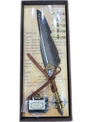 Eren Divid Tüylü Mürekkepli Kalem Seti – Hediye Kutulu / 5 Farklı Uç / Siyah Mürekkep