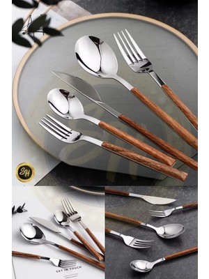 Snow Homs 6 Adet Ahşap Bambu Görünümlü Plastik Detaylı Yemek Kaşığı Takımı