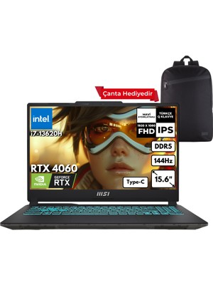 MSI Msı Cyborg 15 I7-13620H 64-Gbddr5 4 Tbssd RTX4060 (8GB-45W) 15.6" 144Hz Fhd Windows 10 Home + Zg Sırt Çantası A13VF-893XTRZG59