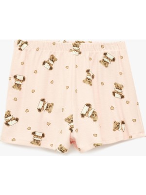 Koton Ayıcık Baskılı Rahat Kalıp Beli Lastikli Viskon Şort