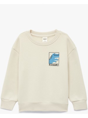 Koton Dinozor Baskılı Uzun Kollu Bisiklet Yaka Oversize Sweatshirt