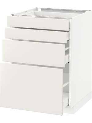 Hobiurun Çekmeceli alt dolap, VEDDINGE beyaz, 60x60 cm, 4 çekmeceli ve 4 ön panelli