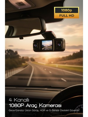 Kensa 4 Kameralı Wifi Özellikli Araç Kamerası - Geri Görüş - G Sensör - Ses Kayıt- Gece Görüş