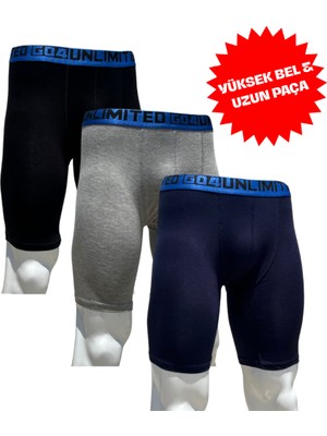 GO4UNLIMITED Go4 Yuksek Bel Uzun Paça Bamboo Boxer 3 Lü