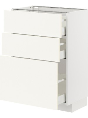 Hobiurun Çekmeceli alt dolap, VALLSTENA beyaz, 60x37 cm, 3 çekmeceli ve 3 ön panelli