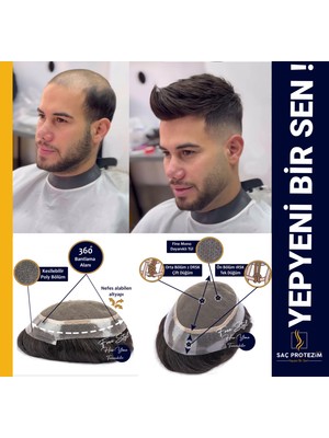 Protez Saç 7x9 1b (Siyah) Ince Telli Her Yöne Taranabilen Alt Yapı