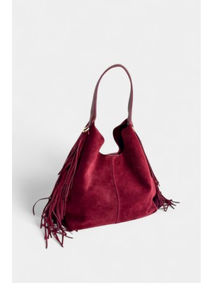 %100 Hakiki Süet Deri Organizer Çanta Detaylı Kadın El ve Omuz Çantası