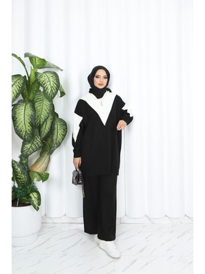 Zarif Yaka Detaylı Triko Takım