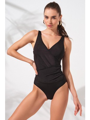 Pierre Cardin Cannes Kalın Askılı Kruvaze Mayo Siyah 231127