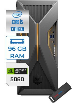 Asus Tuf Gaming Intel Core I5 13420H 96GB 2tb SSD 8GB/RTX5060 660W Platinum Freedos Gaming Masaüstü Bilgisayarr 13420H0920F23 + Zettausb