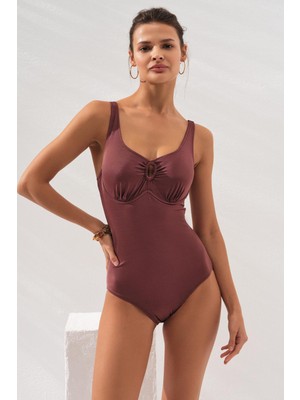 Pierre Cardin Riva Balenli Büyük Beden Mayo Toffee 231129