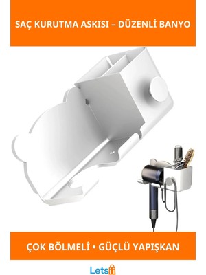 Letsii Ayıcık Figürlü Pratik Saç Kurutma Makinesi Tutucu