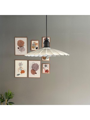 Bamyum Risso Beyaz Metal Büyük Avize Siyah Lale Başlık Tekli Rustik Cafe Mutfak Modern Sarkıt Aydınlatma