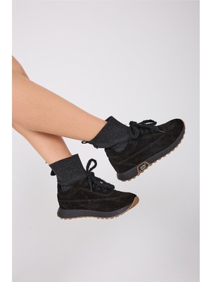 Kadın Sneaker Süet Siyah Kısa Topuklu Casual/günlük Dokuma