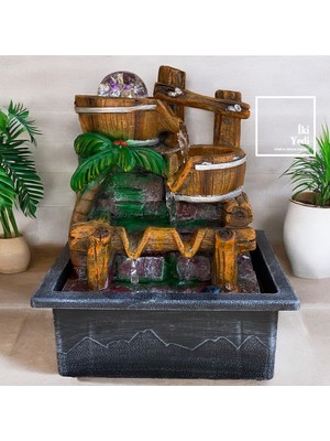 İki Yedi Konsept Steffen LED Işıklı Yapay Taş Bahçe Şelalesi – Iç Mekan Masaüstü Su Çeşmesi, Meditasyon Dekoru