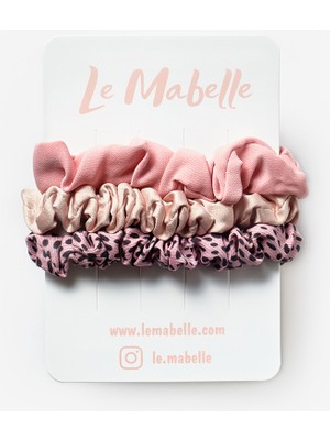 Le Mabelle Pudra  Tonları 3'lü Fırfırlı Kız Çocuk Lastik Toka