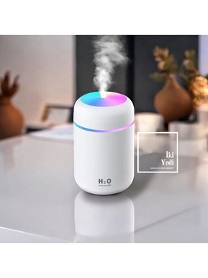 İki Yedi Konsept H2O Mini Aromaterapi Araç Ev Tipi Buhar Makinesi USB Ultrasonik Nemlendirici Gece Lambalı Difüzör