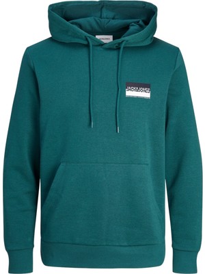 Jack & Jones Jack Jones Erkek Mavi Kapüşonlu Sweatshirt 12256849