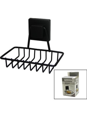 Go İthalat Siyah - Metal Katı Sabunluk Kare Güçlü Yapışkanlı 11X12.5X11CM (5314)