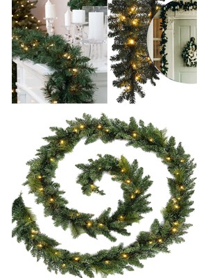 160CM Yeşil Çam Dalı Garland Ledli Günışığı Yılbaşı Süsü