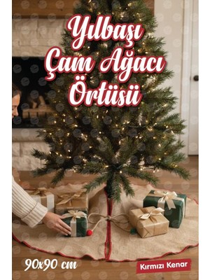 Yılbaşı Ağacı Altı Ayak Örtüsü, Çok Renkli, 90 Cm, Overlok Kenarlı