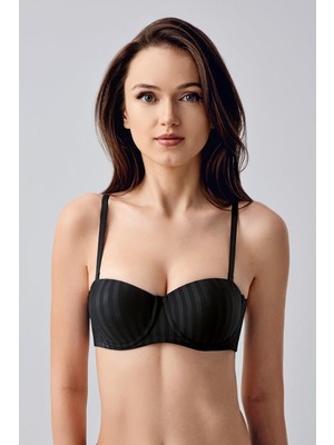 Cotonhause Kadın Straplez Desteksiz Siyah Desenli Sütyen C1T5N0733
