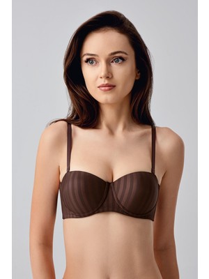 Cotonhause Kadın Straplez Destekli Kahverengi Desenli Sütyen C6T5N0733