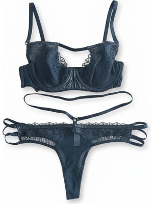 Bonbon Kadın Dantelli Çeyizlik Deri String 2 li Set BB2086