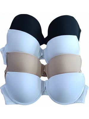 Bonbon Kadın Desteksiz Takma Askılı 3 Renk Siyah,Beyaz,Ten 4'lü Sütyen BB2088