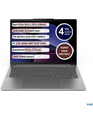 Lenovo Ideapad Pro 5 14IAH10 Intel Ultra 5-225H 32GB 1tb SSD 14" OLED 83JK002BTR Freedos Taşınabilir Bilgisayar
