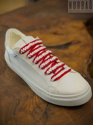 Nurbağ Dokuma Kırmızı Beyaz 100 cm Saç Örgü Bağ