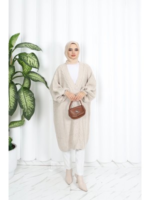 Nisum Şaç Örgülü Balon Kol Hırka