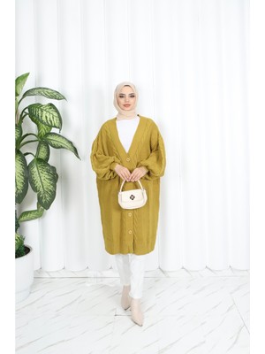 Nisum Şaç Örgülü Balon Kol Hırka