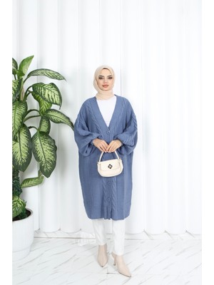 Nisum Şaç Örgülü Balon Kol Hırka