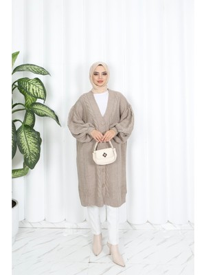 Nisum Şaç Örgülü Balon Kol Hırka