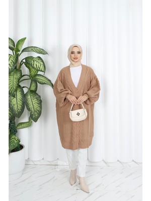 Nisum Şaç Örgülü Balon Kol Hırka