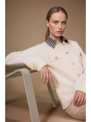 DeFacto Regular Fit Bisiklet Yaka Triko Hırka F4080AX25WN