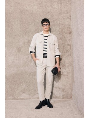 DeFacto Tailored Regular Fit Düz Paça Fitilli Kadife Pantolon F0462AX25WN