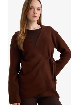 DeFacto Regular Fit V Yaka Bağlama Detaylı Triko Hırka G3747AX25WN