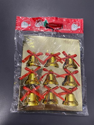 Yılbaşı Çan Ağaç Süsü 9'lu, Parlak Metalik Dekorasyon, Şık ve Renkli Süsler