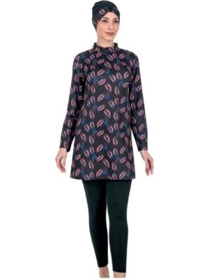 NemereSoft Fantasy 3310 Bayan Yaprak  Desenli Tesettür Mayo