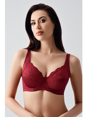 Cotonhause Kadın Toparlayıcı Balenli  Dantel Işlemeli Bordo Sütyen C5T0N3243