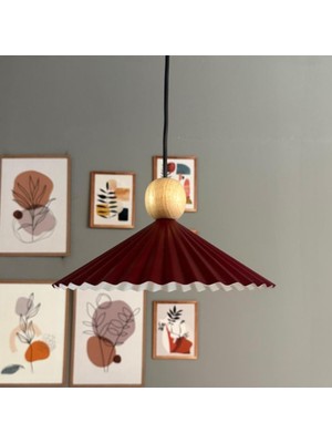 Bamyum Avilla Vişne Çürüğü Tekli Metal Avize Ahşap Boncuk Başlık Rustik Cafe Modern Sarkıt Aydınlatma